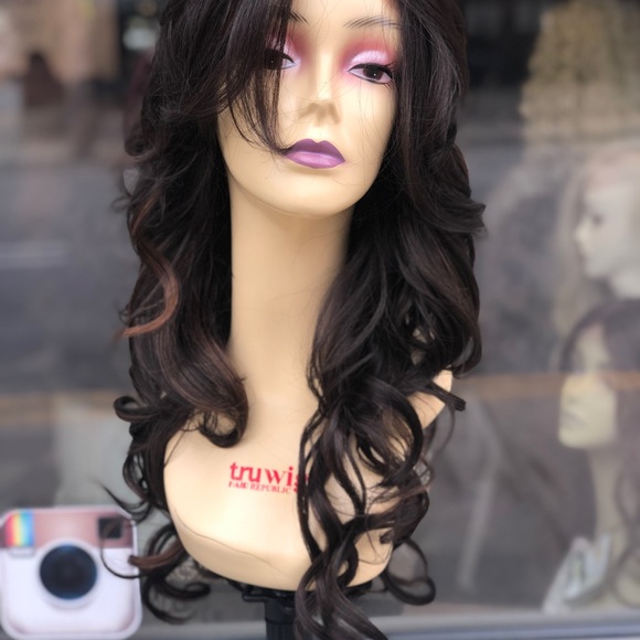 Long brown Highlights Wig 13X6 Freepart fullcap main image 7